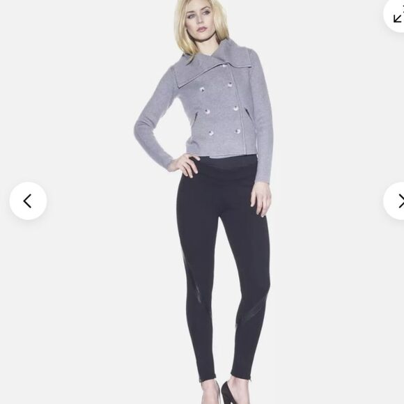 Under.Ligne Black Leggings Size 8 Asymmetrical Zippers Classic - Picture 1 of 6